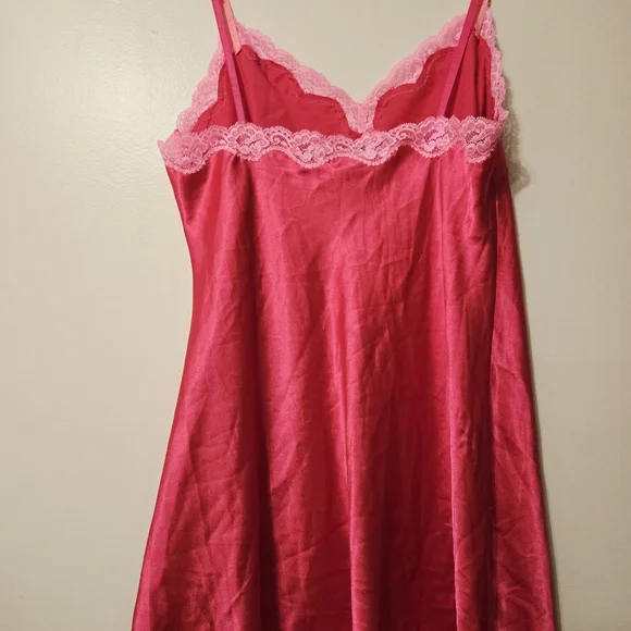 Vintage Victoria's Secret Babydoll Sleep Fuchsia Sz L Nightgown Satin Feel Gift - Picture 3 of 8